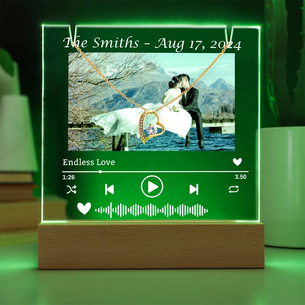 To My Wife-Wedding Keepsake-Personalized  Keepsake  Acrylic and Forever Love Necklace  207