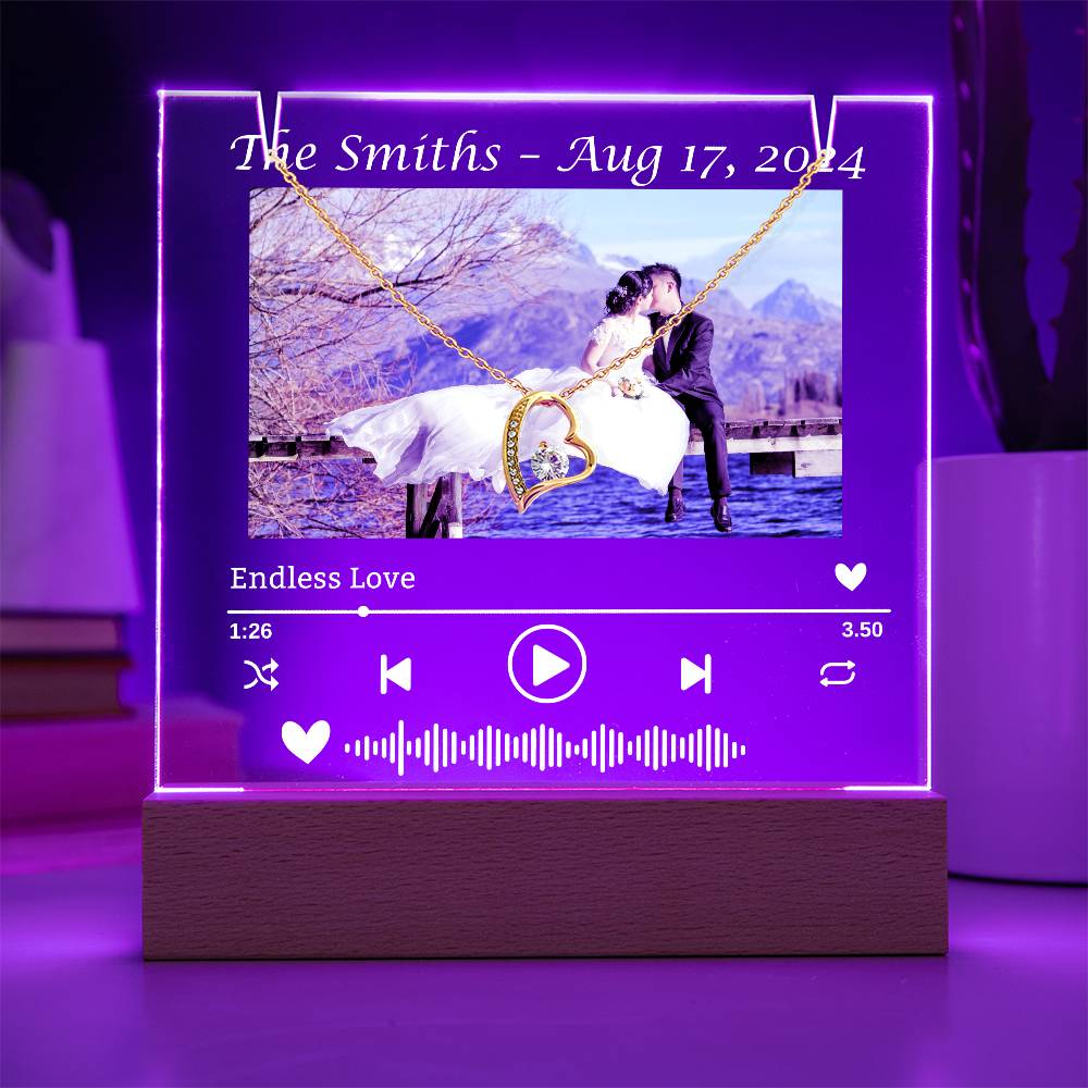 To My Wife-Wedding Keepsake-Personalized  Keepsake  Acrylic and Forever Love Necklace  207