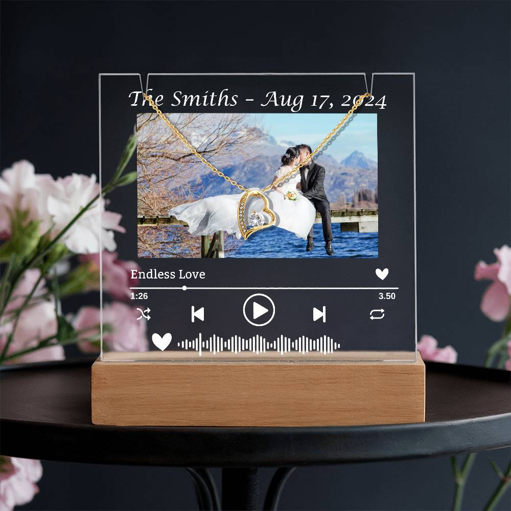 To My Wife-Wedding Keepsake-Personalized  Keepsake  Acrylic and Forever Love Necklace  207