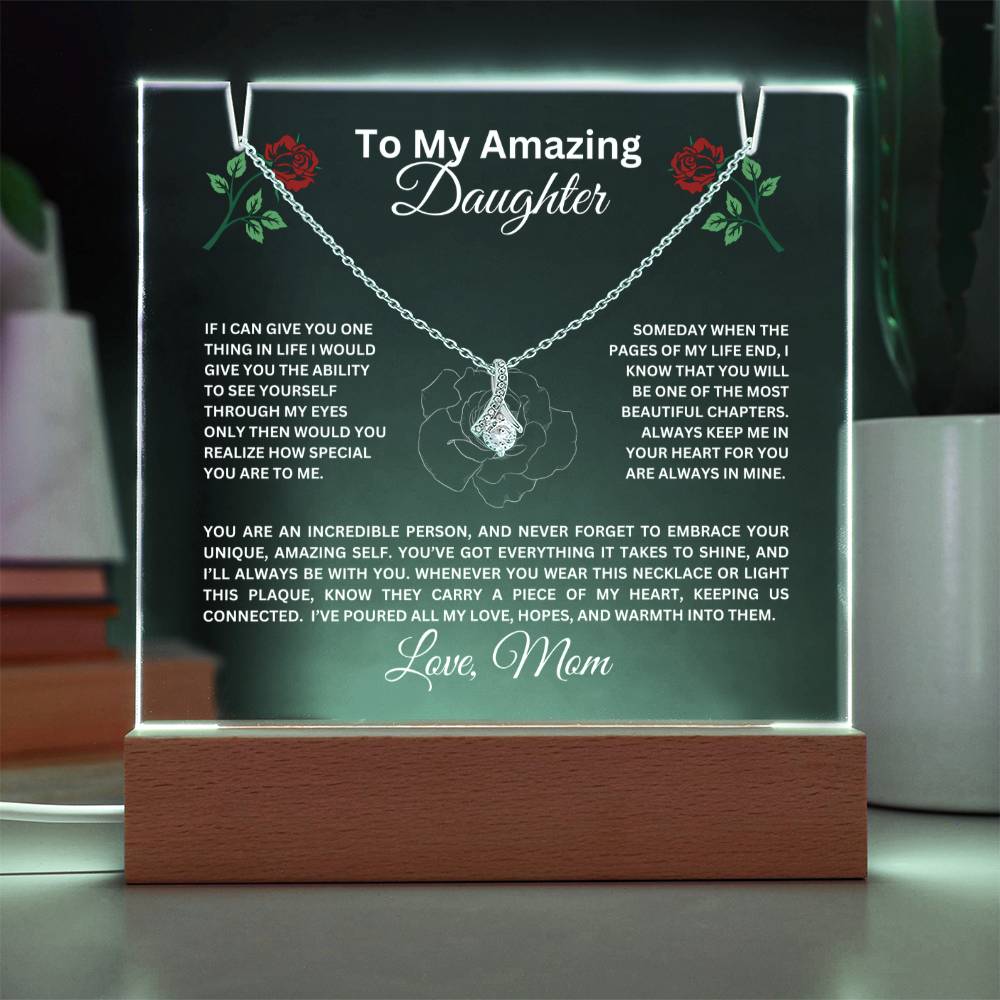 To My Daughter-Personalized  Keepsake  Acrylic and Alluring Necklace 56