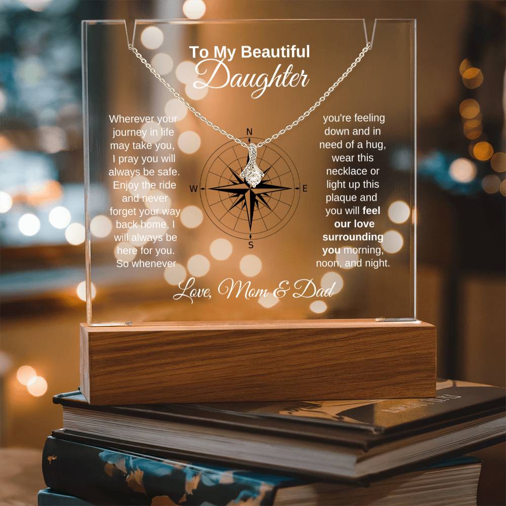 To My Daughter-Personalized  Keepsake  Acrylic and Alluring Necklace 9