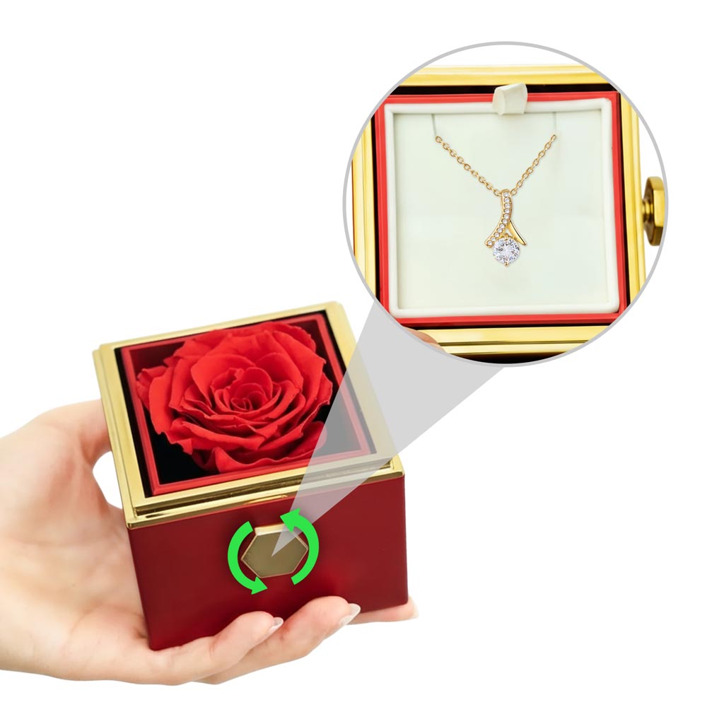 For Her-Alluring Necklace with rotating Rose Box