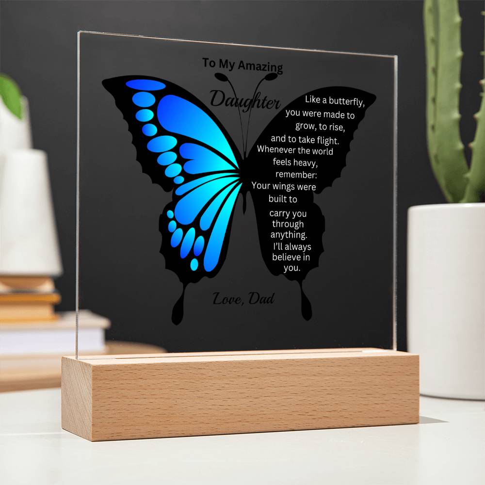 Blue Butterfly Acrylic Plaque – To My Daughter (From Dad)