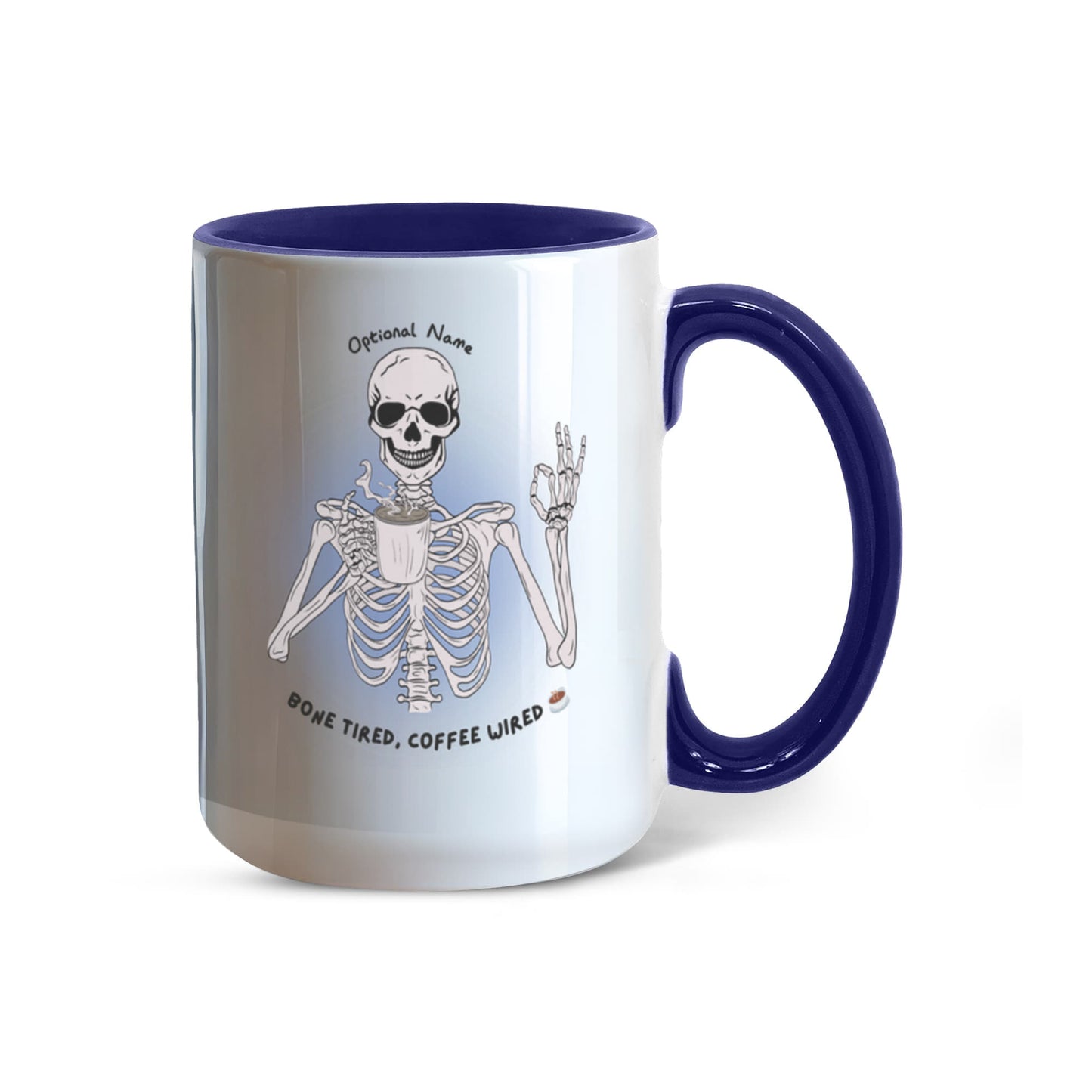 7 Colors Accent Mugs-Personalized Skeleton Coffee Addict Mug