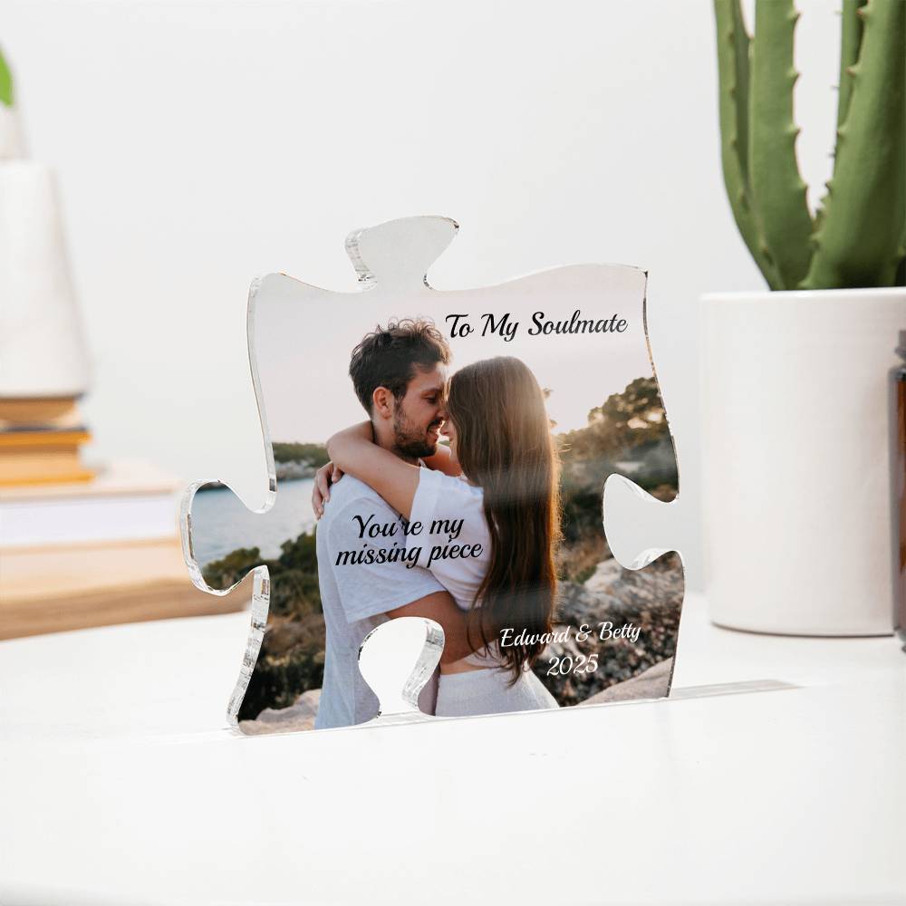 Personalized picture and names-Couple Acrylic Puzzle Plaque (1)