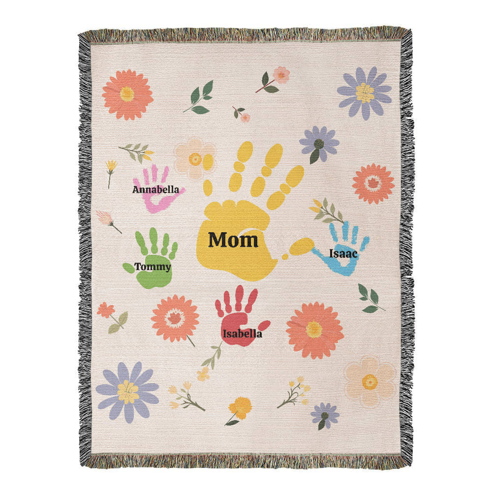 Mom-Personalized with Kid's name(s)-Artwork Heirloom Woven Blanket 2