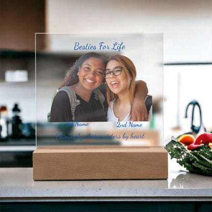 Acrylic Square Plaque-Personalized Besties