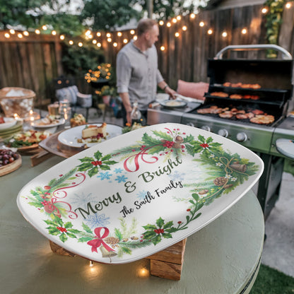 10”x14” Platter-Personalized Merry & Bright Holiday