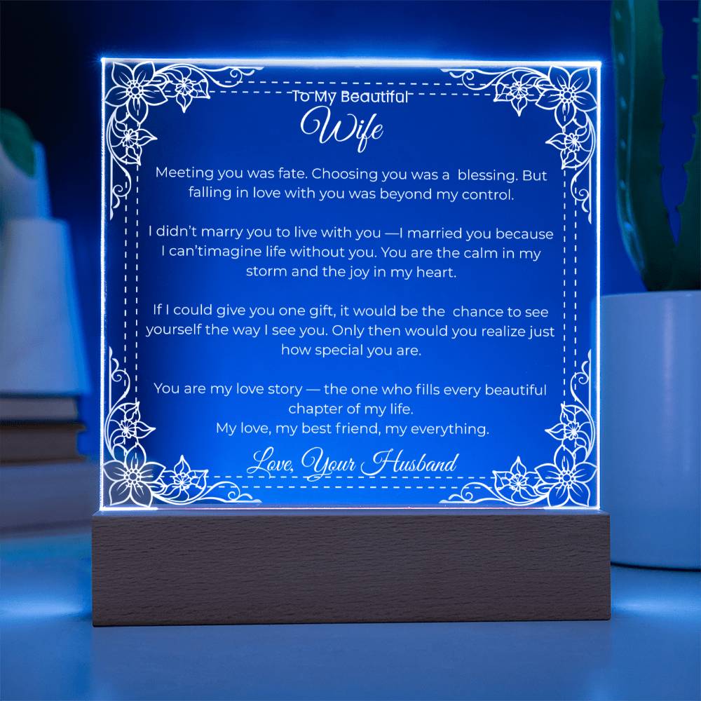 Acrylic Square Plaque-For Wife