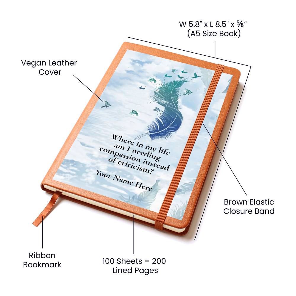 Graphic Leather Journal-Personalized Self Discovery-Gentleness