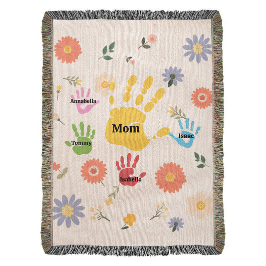 Mom-Personalized with Kid's name(s)-Artwork Heirloom Woven Blanket 2