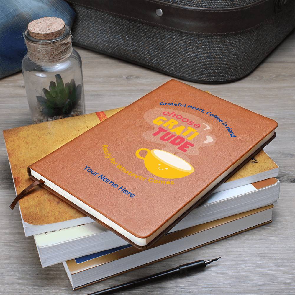Graphic Leather Journal – Personalized Gratitude Notebook