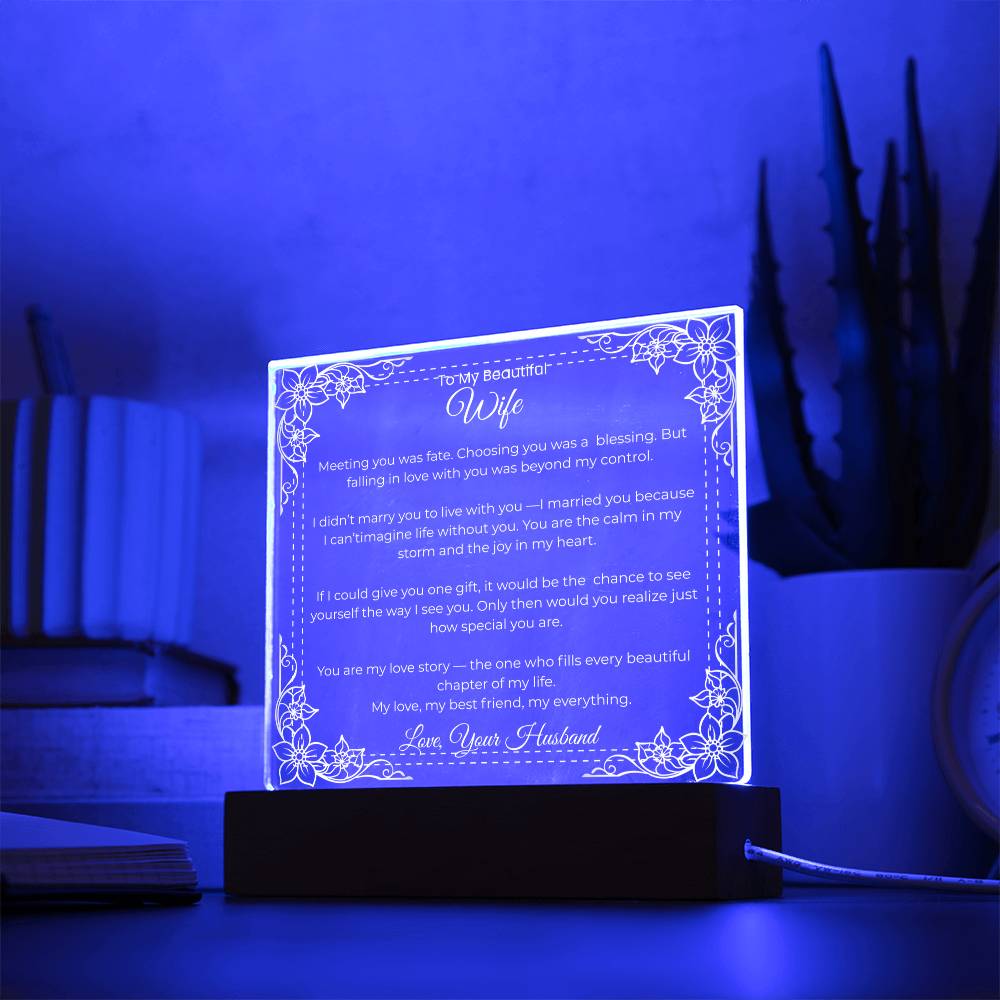 Acrylic Square Plaque-For Wife