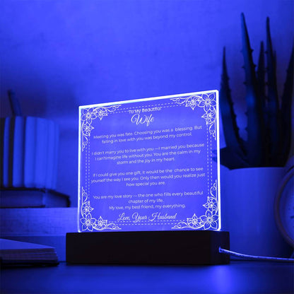 Acrylic Square Plaque-For Wife