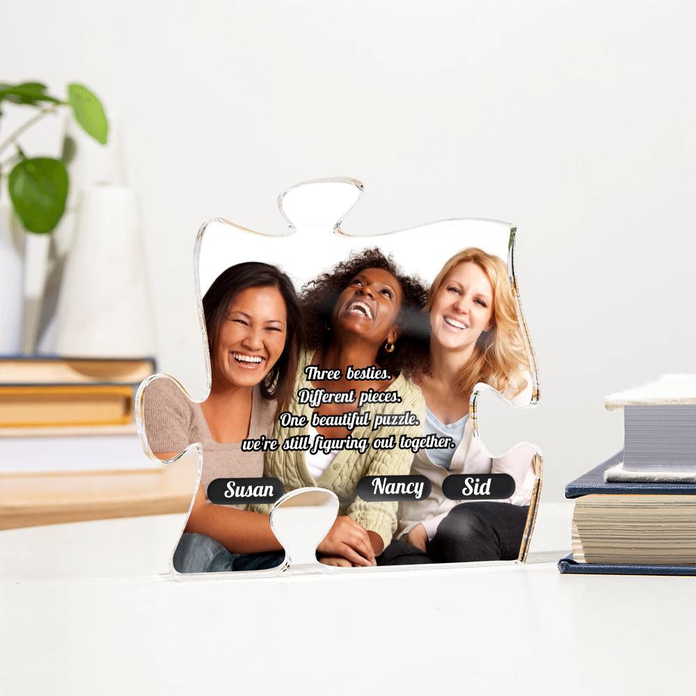 Besties Acrylic Puzzle Plaque-Personalized picture and names