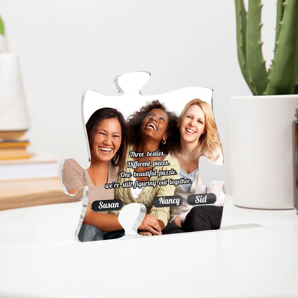 Besties Acrylic Puzzle Plaque-Personalized picture and names
