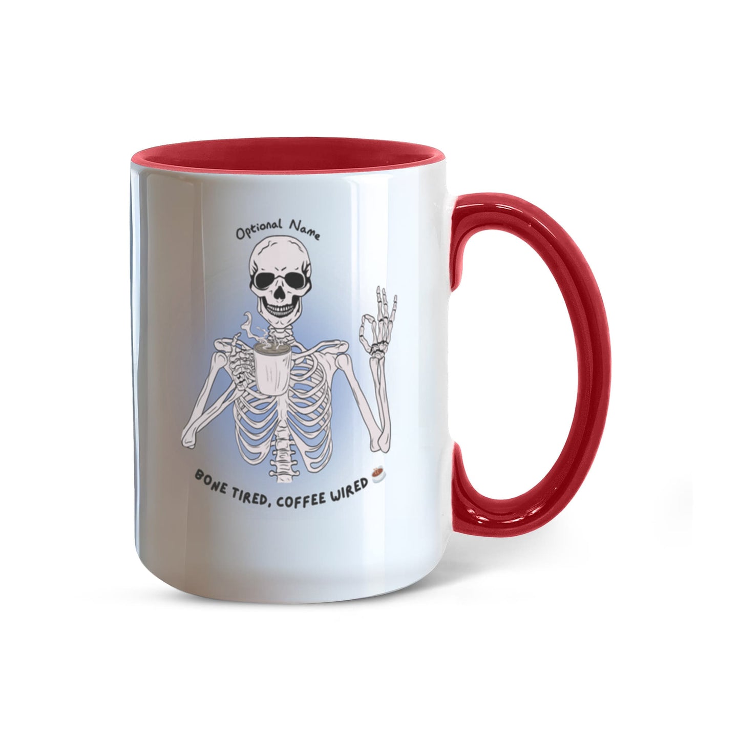 7 Colors Accent Mugs-Personalized Skeleton Coffee Addict Mug