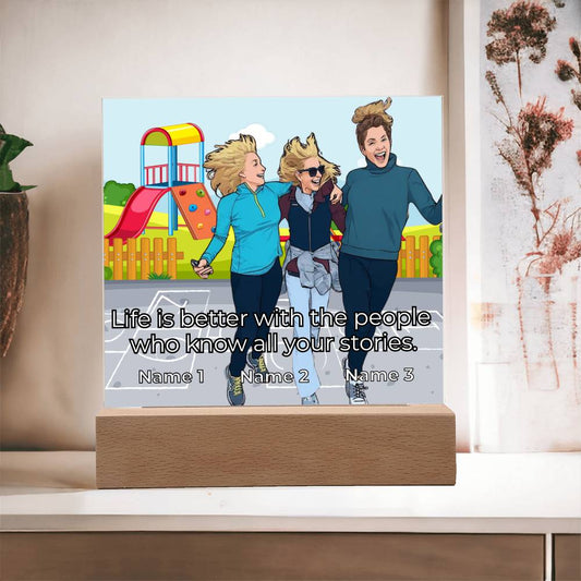 Acrylic Plaque – Personalized Best Friends – Transform Your Photo into Cartoon Style