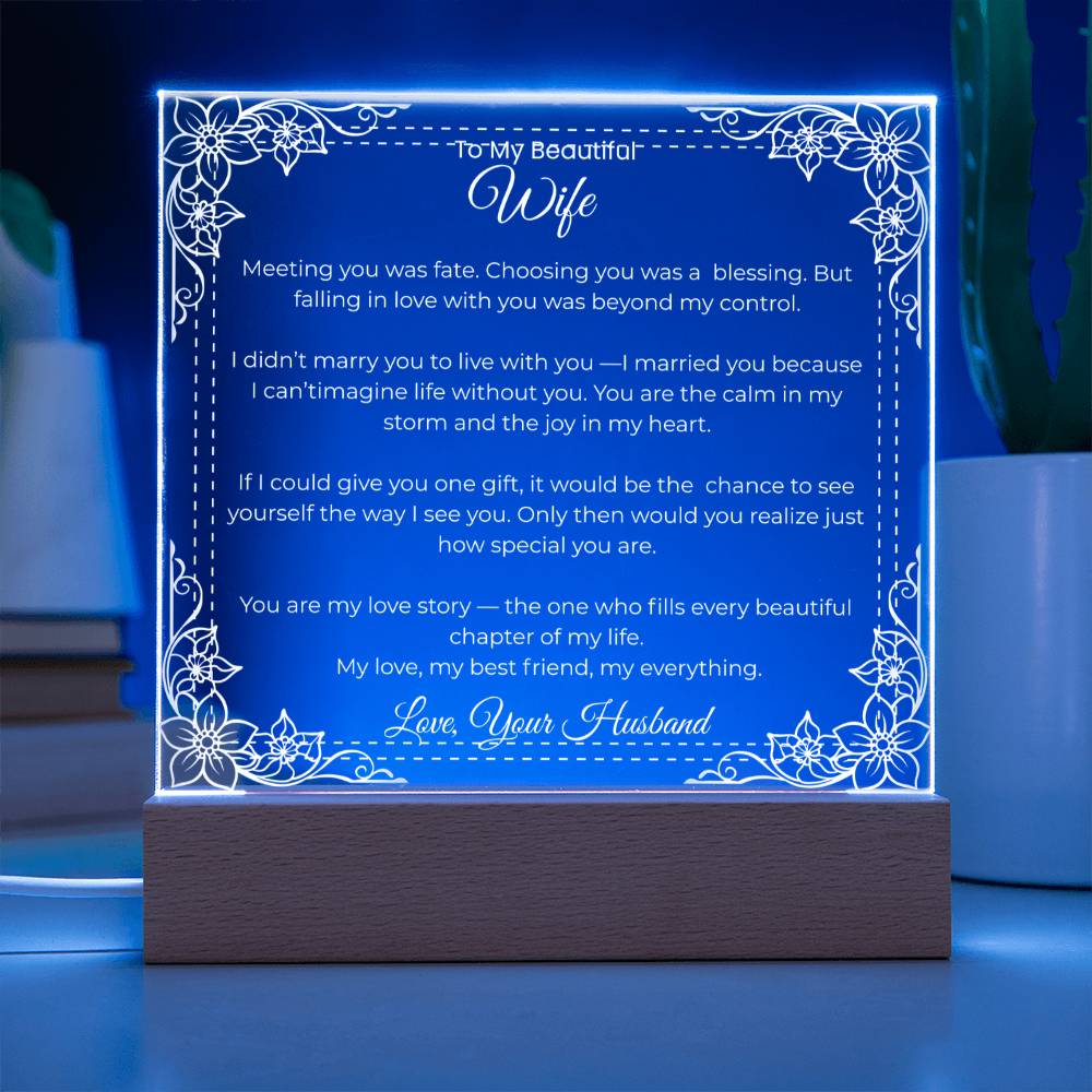 Acrylic Square Plaque-For Wife