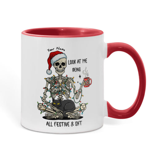 7 Colors Accent Mugs-Personalized Christmas Skeleton