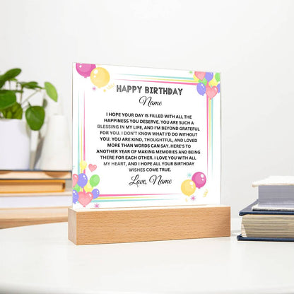 Acrylic Square Plaque-Personalized Sister Birthday