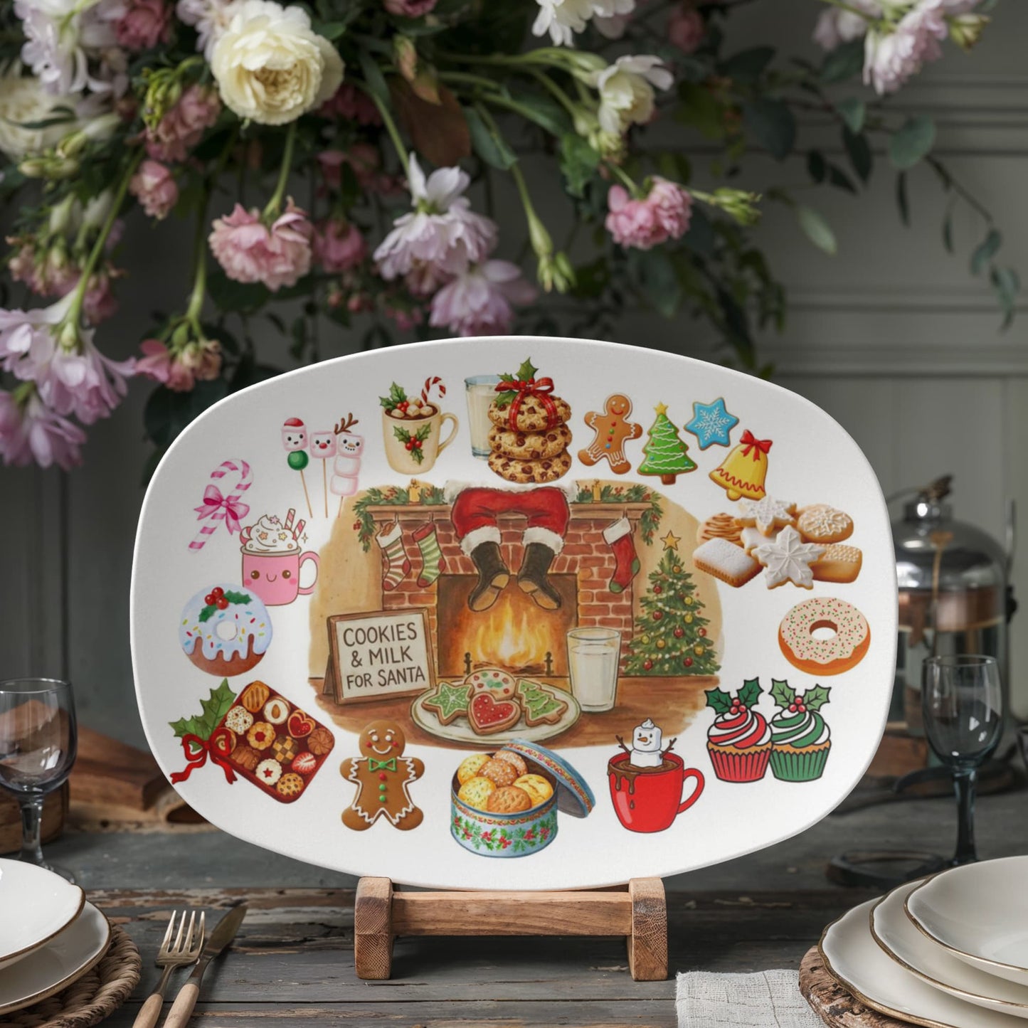 10”x14” Platter-Cookies for Santa Holiday