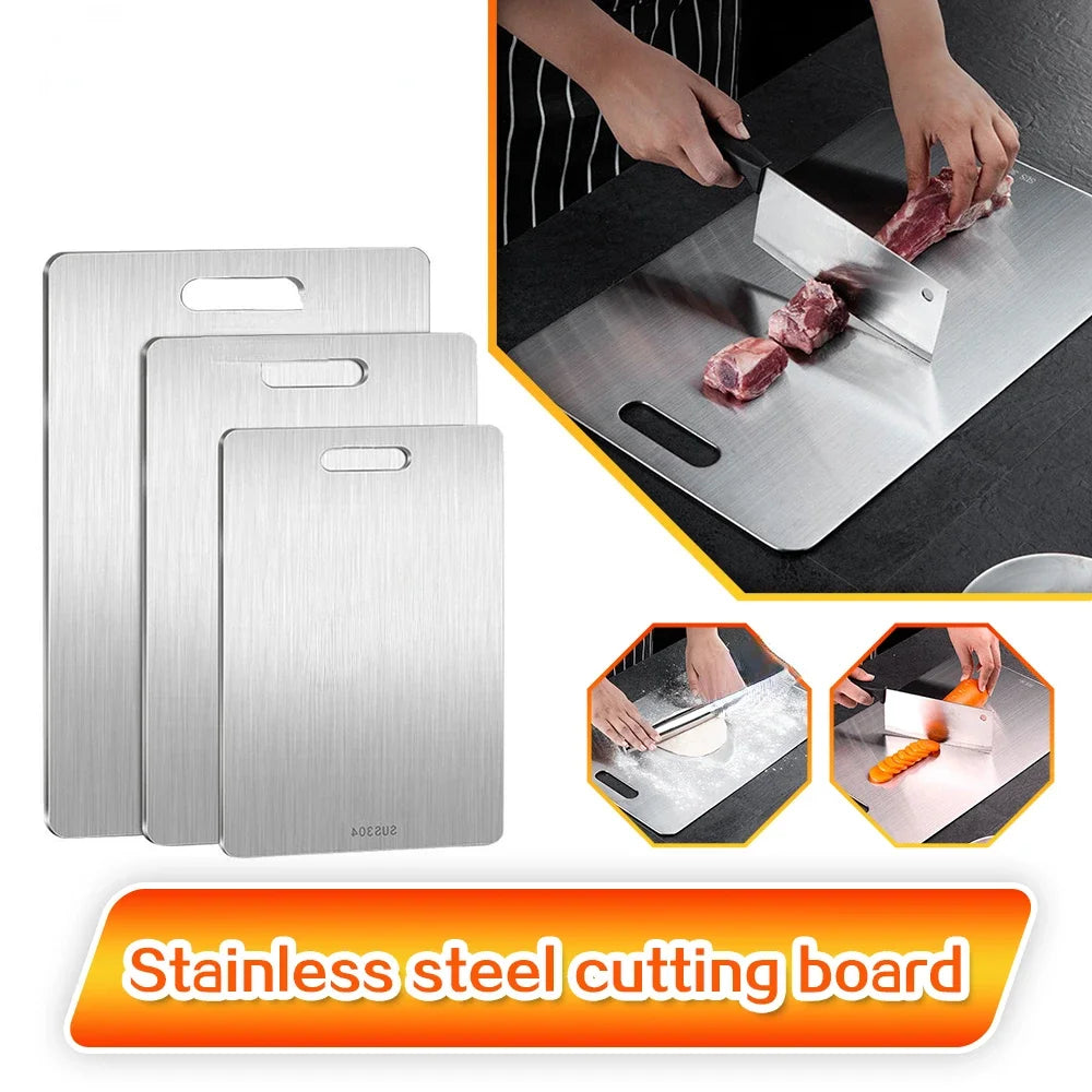 Professional 316 Stainless Steel Double-Sided Cutting Board and Kneading Dough Block for Kitchen Use