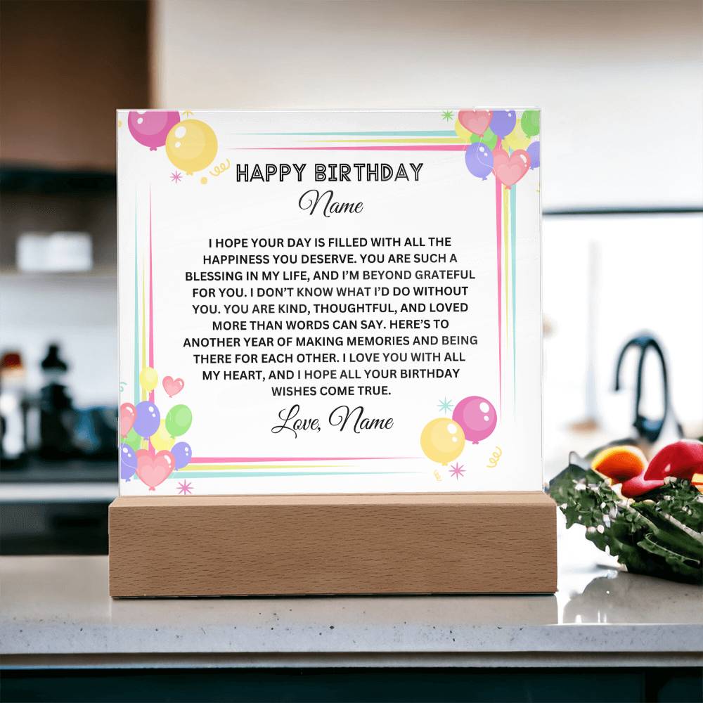 Acrylic Square Plaque-Personalized Sister Birthday