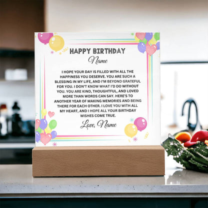 Acrylic Square Plaque-Personalized Sister Birthday