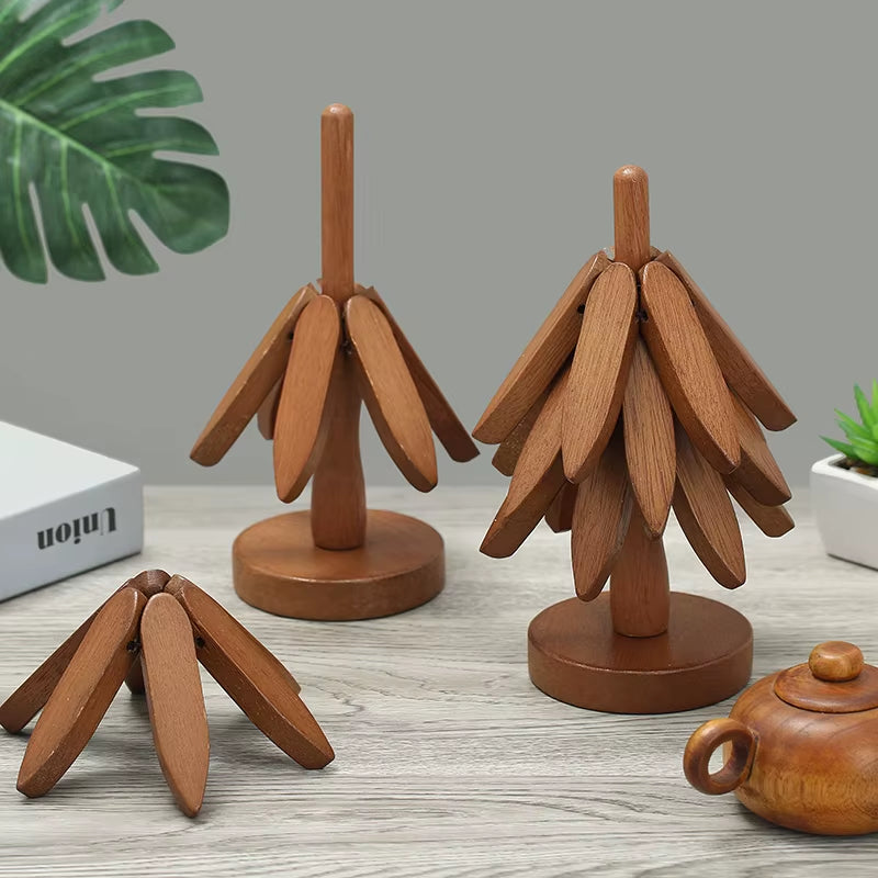 4PCS Tree Design Stand Wooden Trivets  