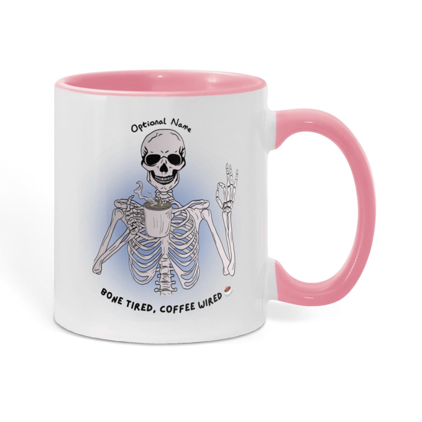 7 Colors Accent Mugs-Personalized Skeleton Coffee Addict Mug