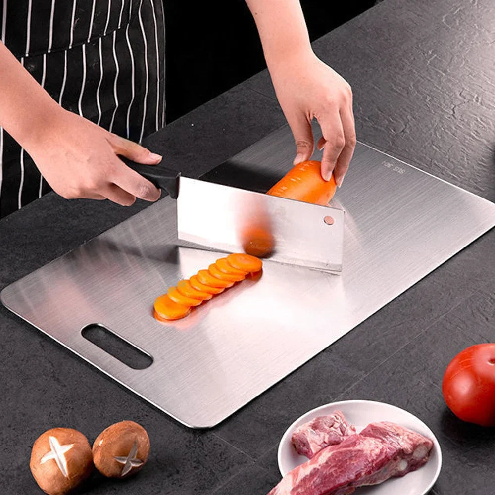 Professional 316 Stainless Steel Double-Sided Cutting Board and Kneading Dough Block for Kitchen Use