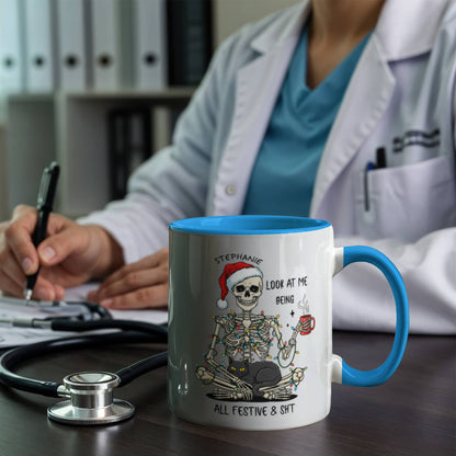 Fun Skeleton-Personalized Color Accent Mugs (1)