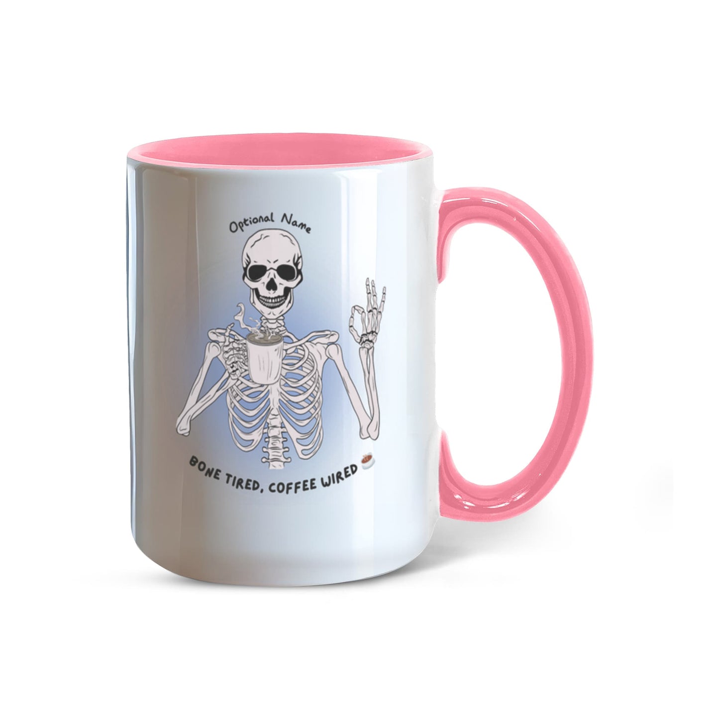 7 Colors Accent Mugs-Personalized Skeleton Coffee Addict Mug