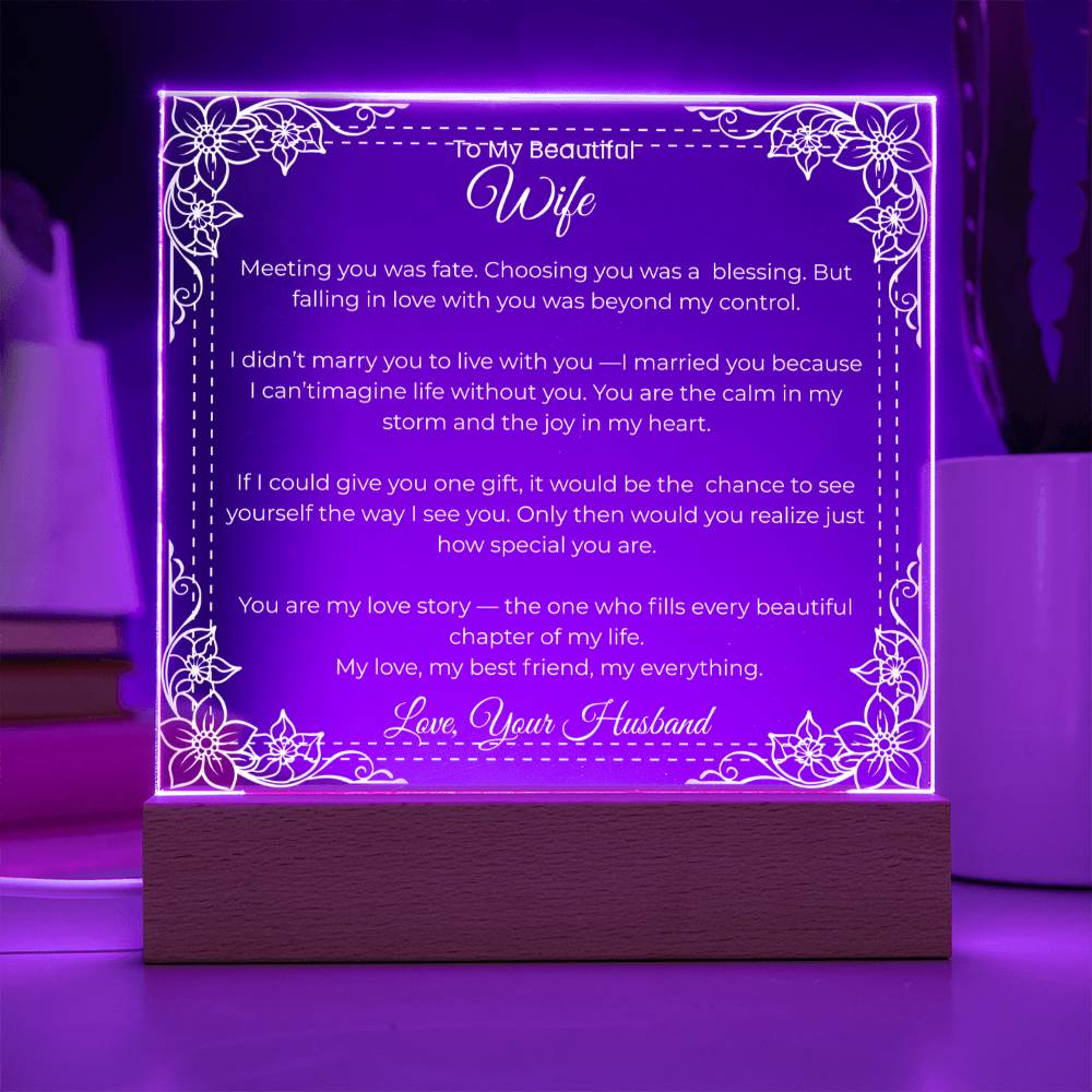 Acrylic Square Plaque-For Wife