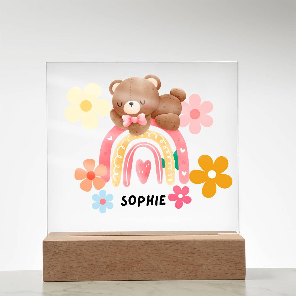 Rainbow Bear-Custom Printed Square Acrylic Plaque gift for grandchildren Acrylic Night Light LED Home Decor children gift LED Acrylic - Essential Home Zone Essential Home Zone Battery Powered LED Base Acrylic Plaque Rainbow Bear-Custom Printed Square Acrylic Plaque gift for grandchildren Acrylic Night Light LED Home Decor children gift LED Acrylic