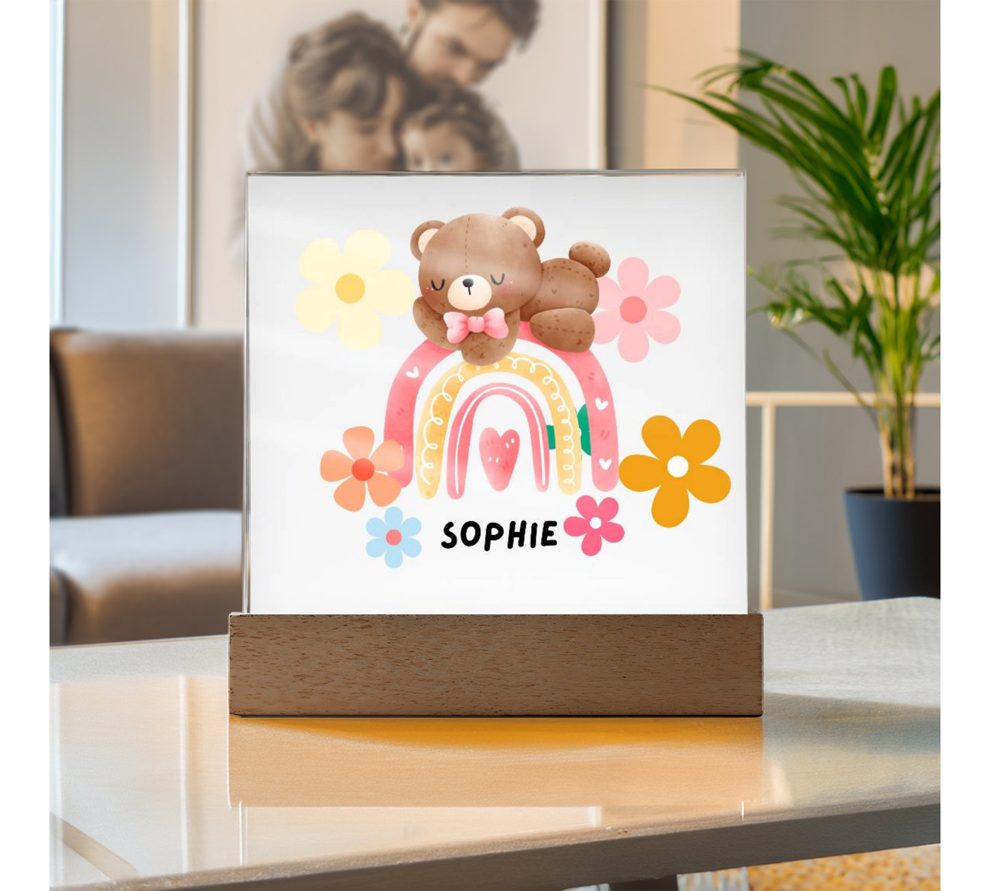 Rainbow Bear-Custom Printed Square Acrylic Plaque gift for grandchildren Acrylic Night Light LED Home Decor children gift LED Acrylic - Essential Home Zone Essential Home Zone Acrylic Plaque Rainbow Bear-Custom Printed Square Acrylic Plaque gift for grandchildren Acrylic Night Light LED Home Decor children gift LED Acrylic