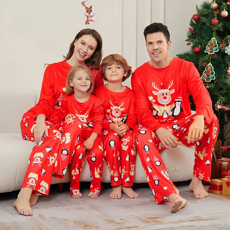 Christmas Family Outfits Matching Pajamas Set Adult Mom Dad Kids Clothes 2 Pieces Suit Baby Romper Xmas Family Look