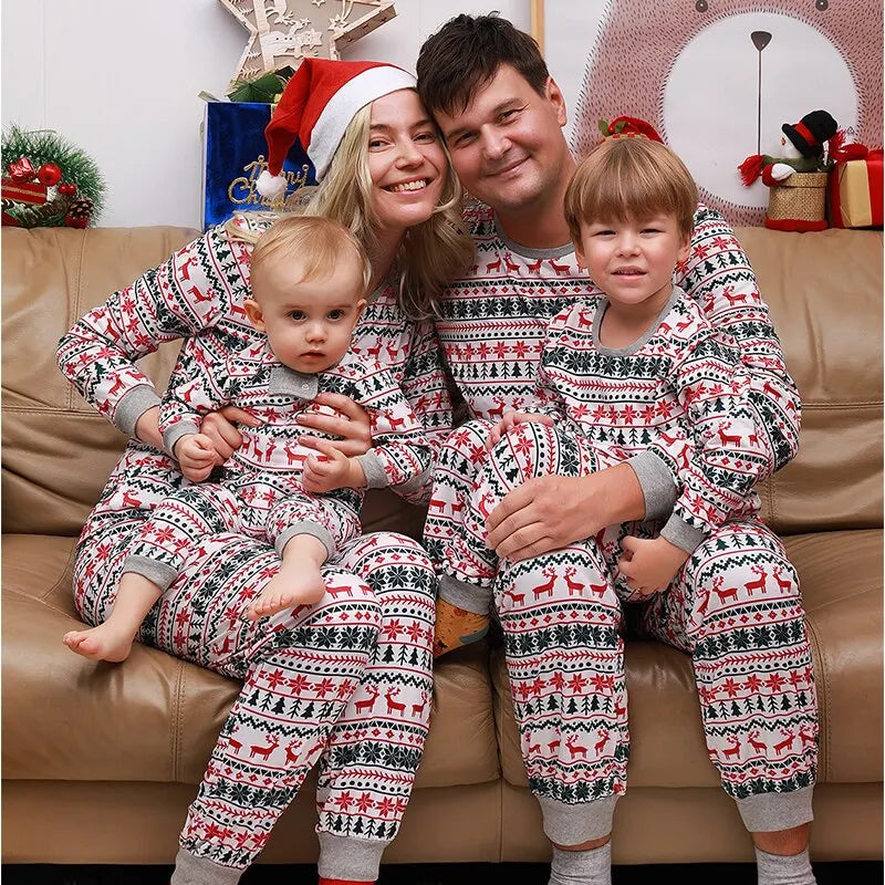 Christmas Family Matching Pajamas New Year Xmas Father Mother Kids Baby Clothes Set Dad Mom and Daughter Son Pyjamas Outfit