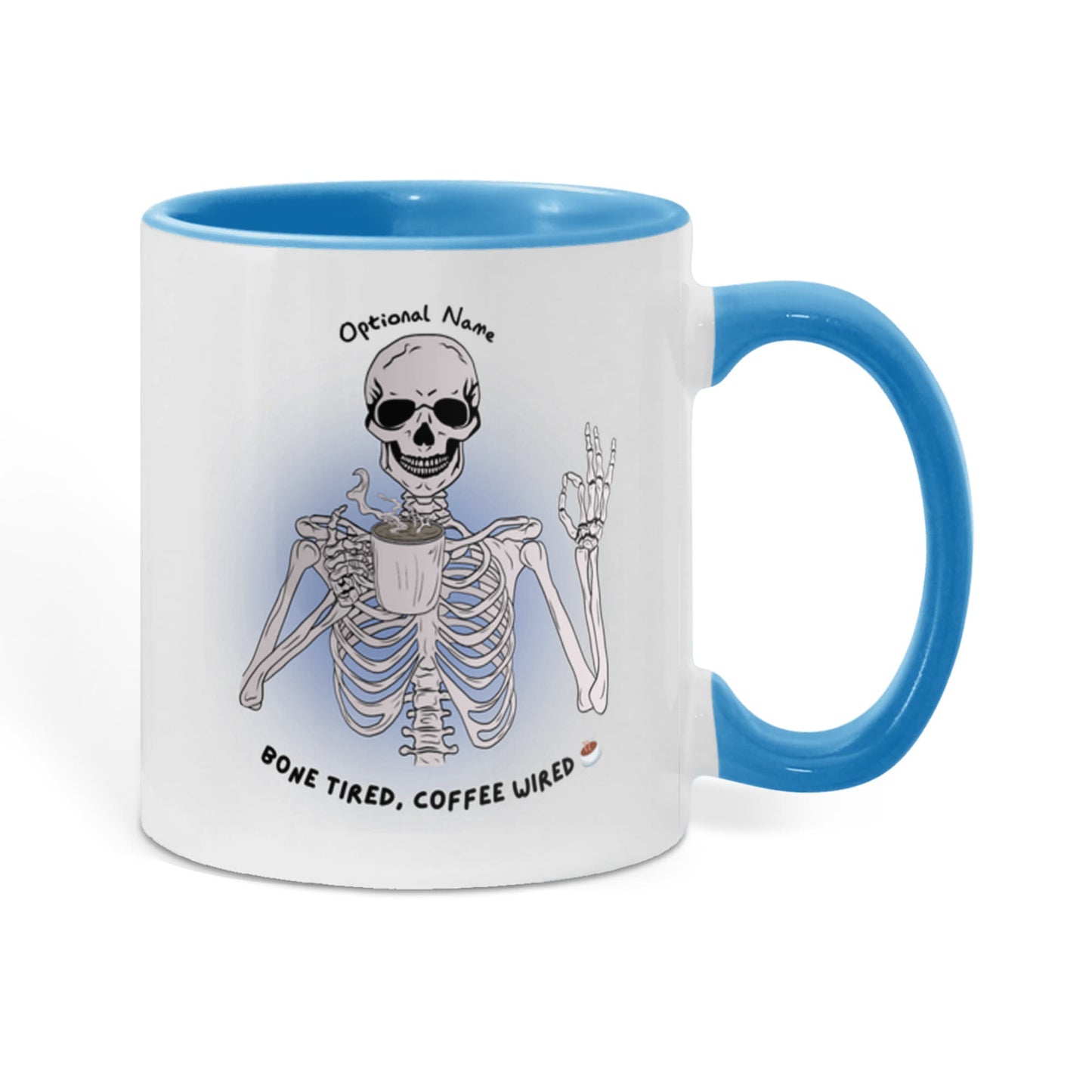 7 Colors Accent Mugs-Personalized Skeleton Coffee Addict Mug