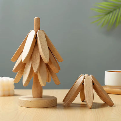 4PCS Tree Design Stand Wooden Trivets  