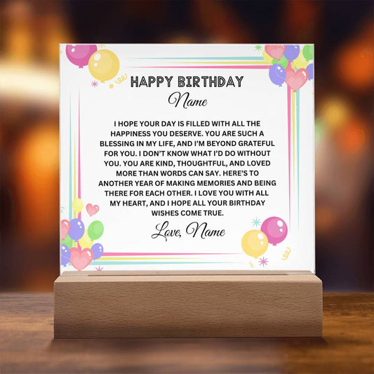 Acrylic Square Plaque-Personalized Sister Birthday