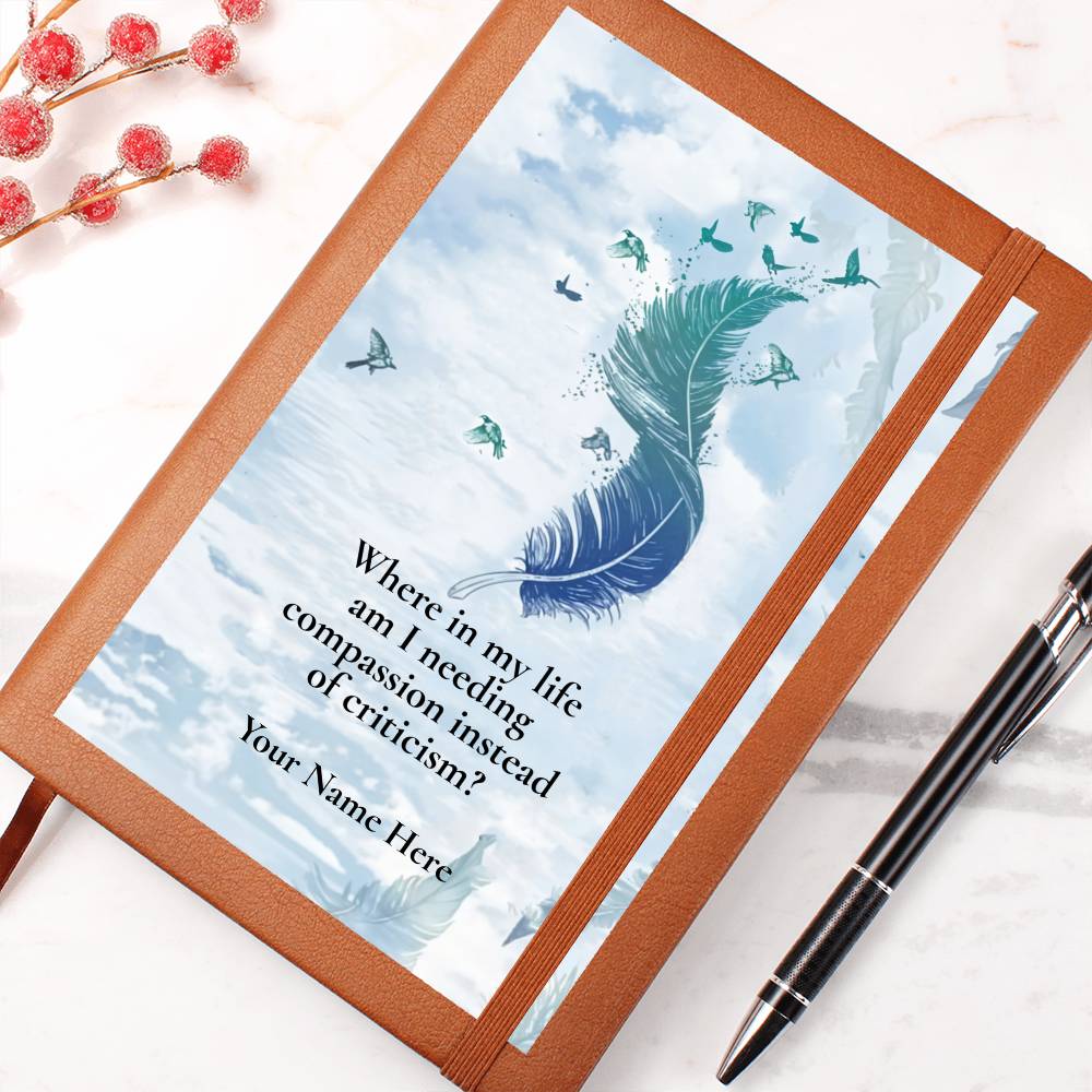 Graphic Leather Journal-Personalized Self Discovery-Gentleness