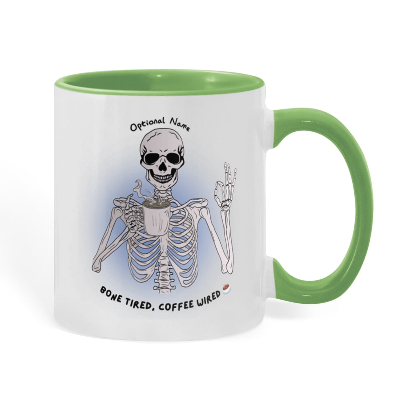7 Colors Accent Mugs-Personalized Skeleton Coffee Addict Mug