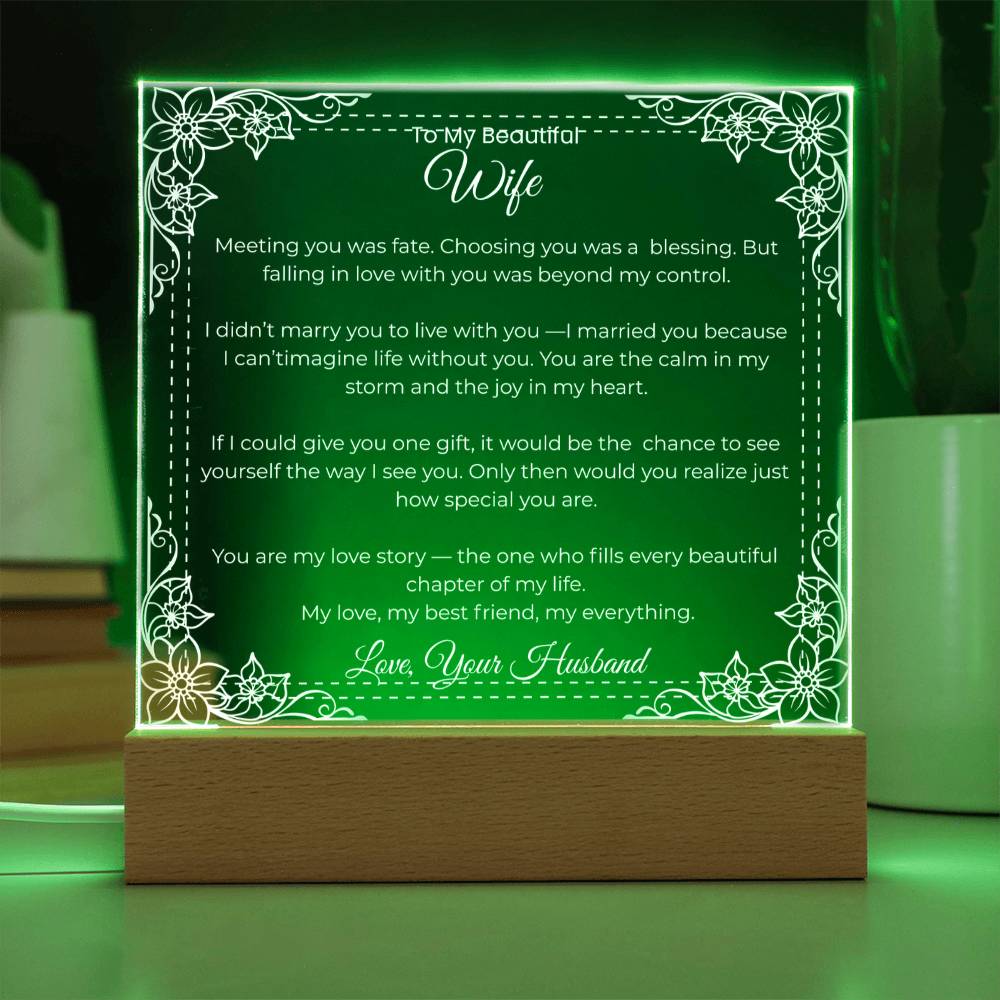 Acrylic Square Plaque-For Wife