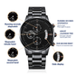 Don't Give Up-Engraved Design Black Chronograph Watch 3