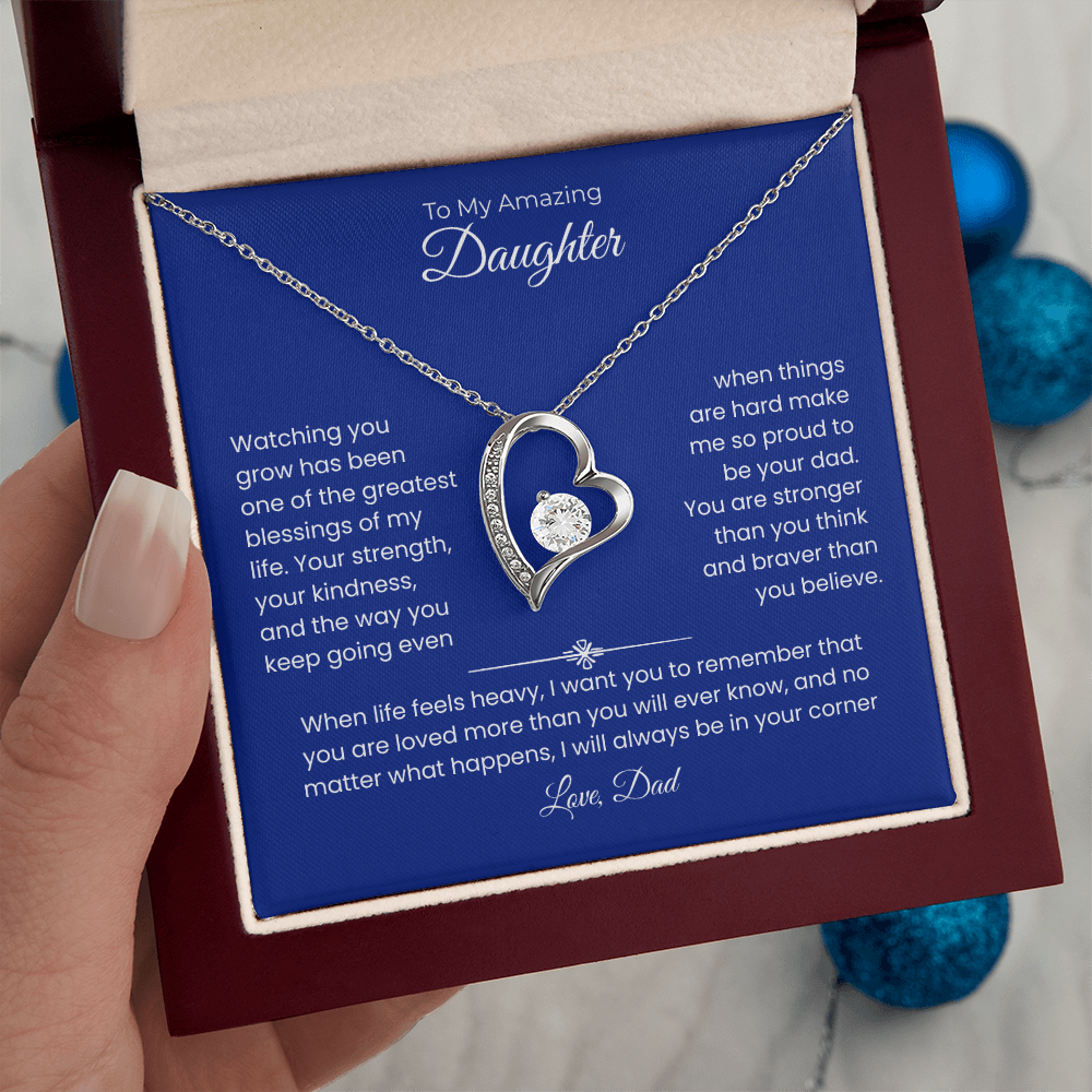 Daughter Gift – Forever Love Necklace – Add Your Custom “From” Title (134)