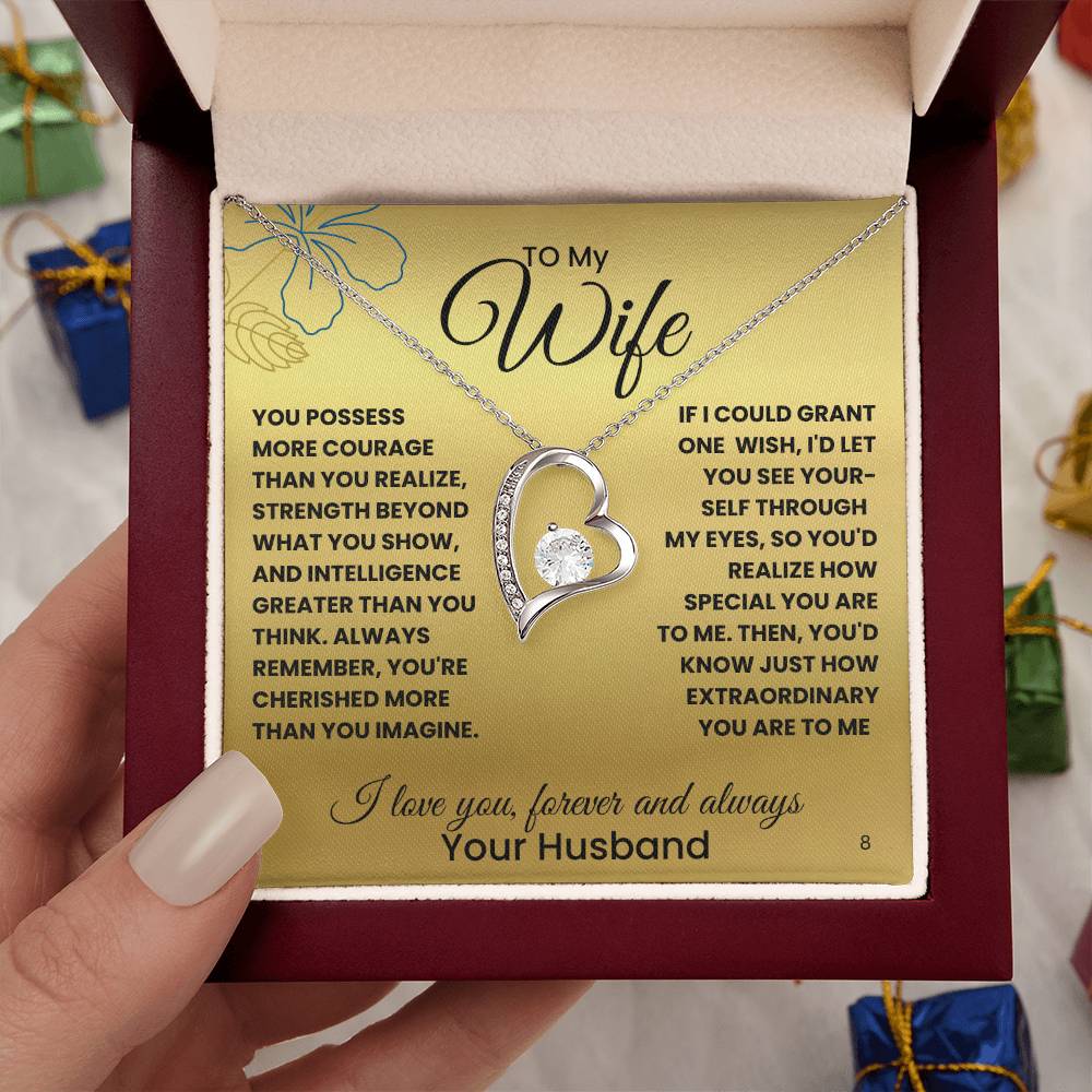 Wife-Your courage and strength-Personalized this dazzling Forever Love Necklace is sure to make her heart melt! 8