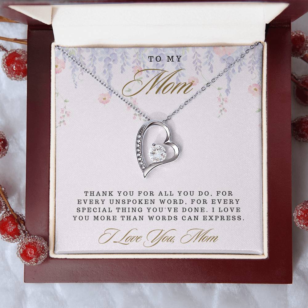 Mom- For all you do -Forever Love Necklace - Essential Home Zone Essential Home Zone 14k White Gold Finish / Luxury Box Jewelry Mom- For all you do -Forever Love Necklace