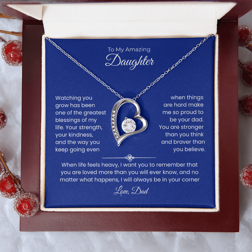 Daughter Gift – Forever Love Necklace – Add Your Custom “From” Title (134)